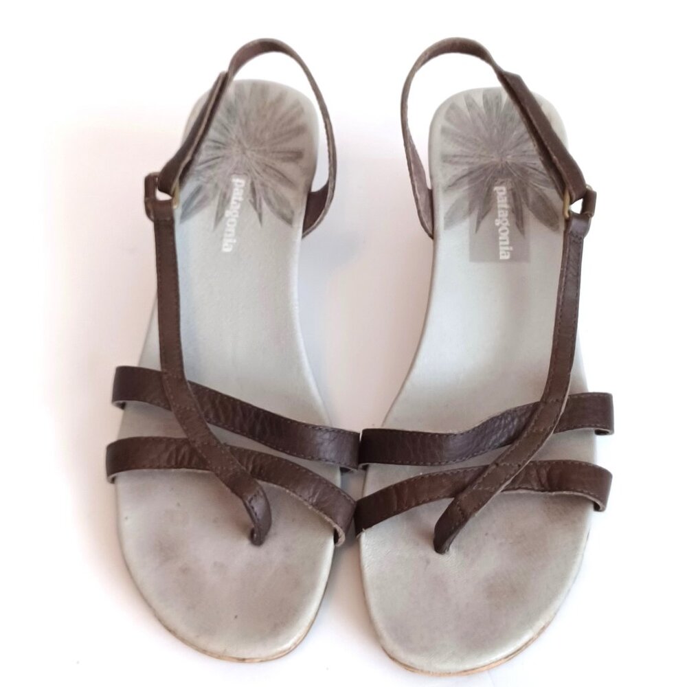 Patagonia Women's Solimar Wedge Sling Brown Leather Sz 8.5